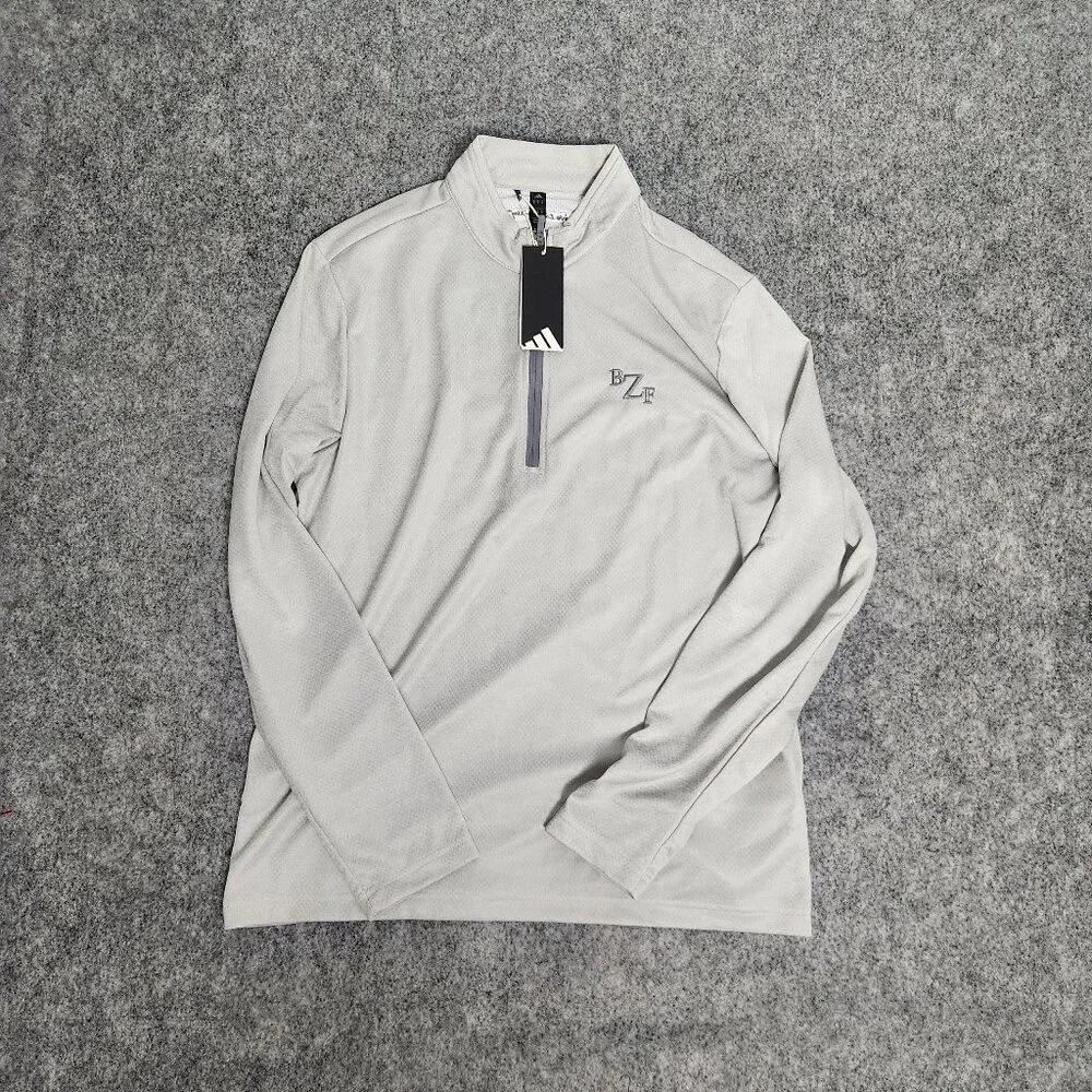 adidas NWT Quarter Zip Sweatshirt Men‎ M White Long Sleeve Mesh Lined Activewear